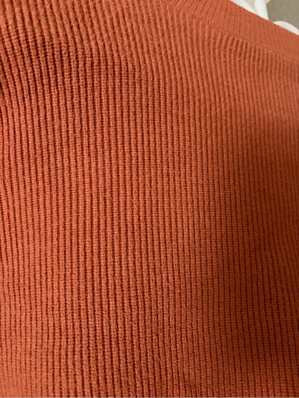 debut Burnt Orange V-Neck Sweater - Ribbed Knit - Picture 5 of 5